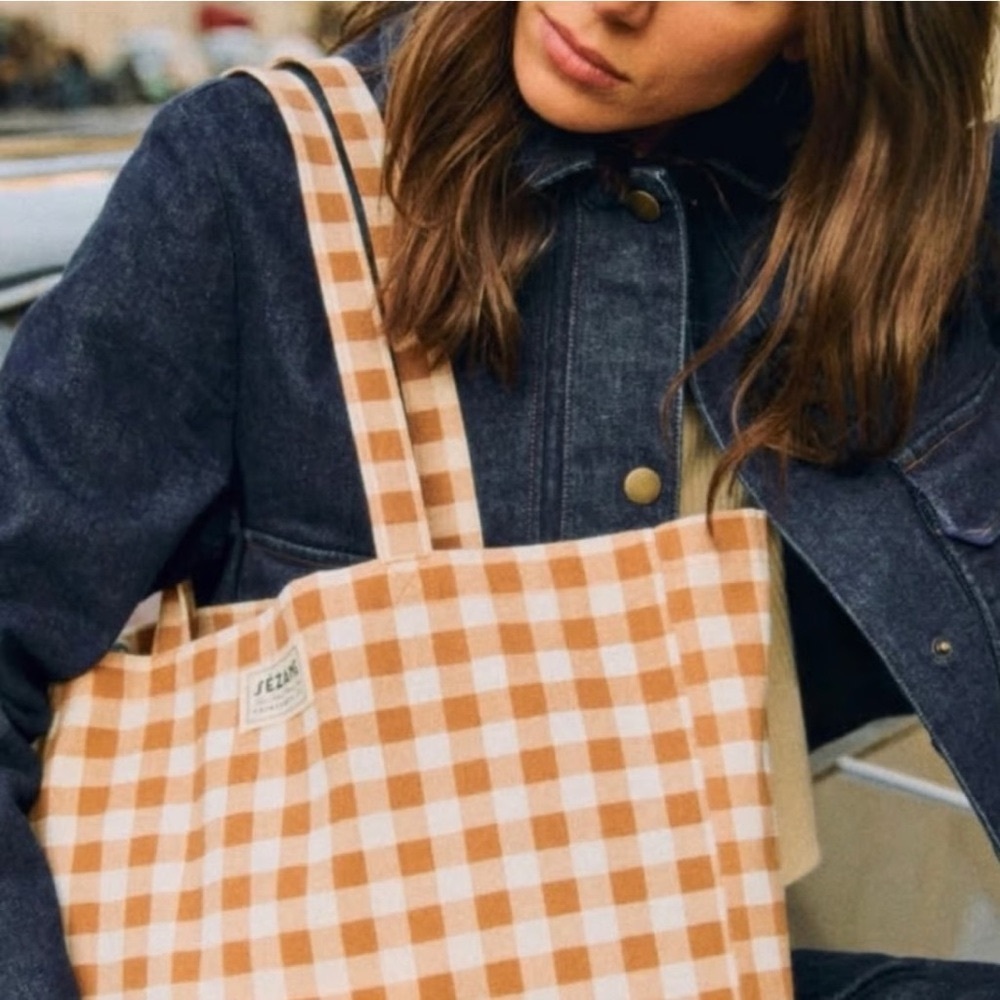SEZANE Suzanne Gingham Tote - Picture 3 of 8